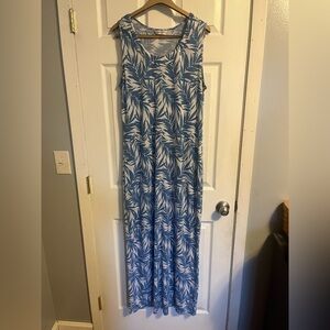 Christopher & Banks Blue and White Tropical Tank Top Maxi Dress